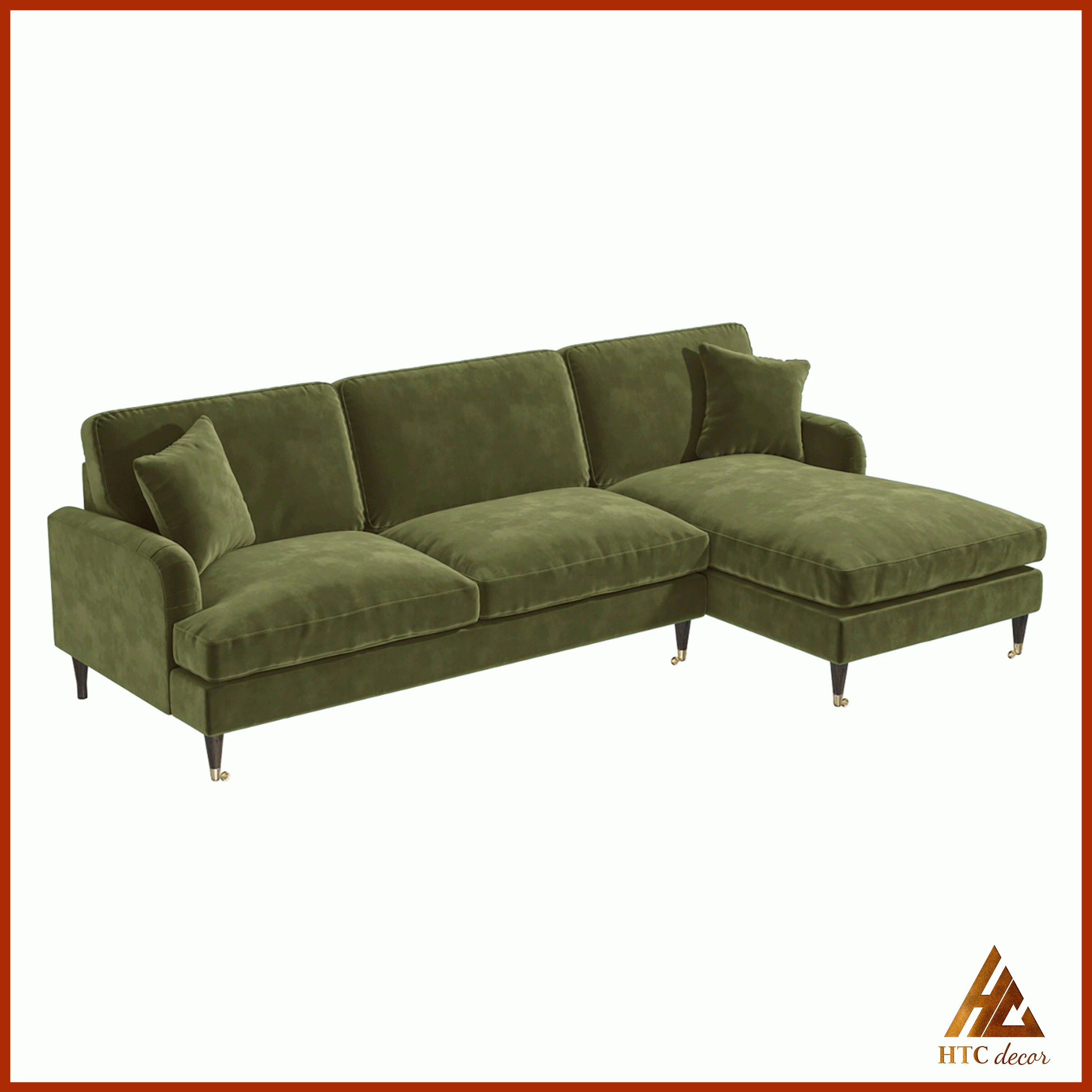 Ghế Sofa Góc L Olive Vải Nhung